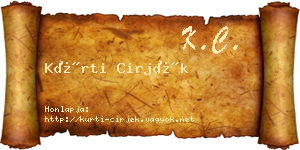 Kürti Cirjék névjegykártya